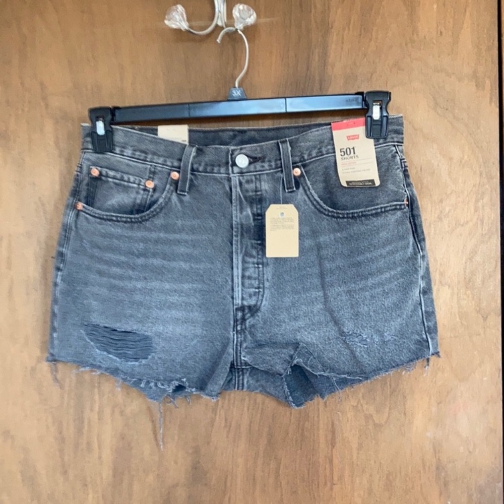 Levi’s 501 jean short distressed high rise 501 jean cotton cutoff denim short 32 - Picture 9 of 17